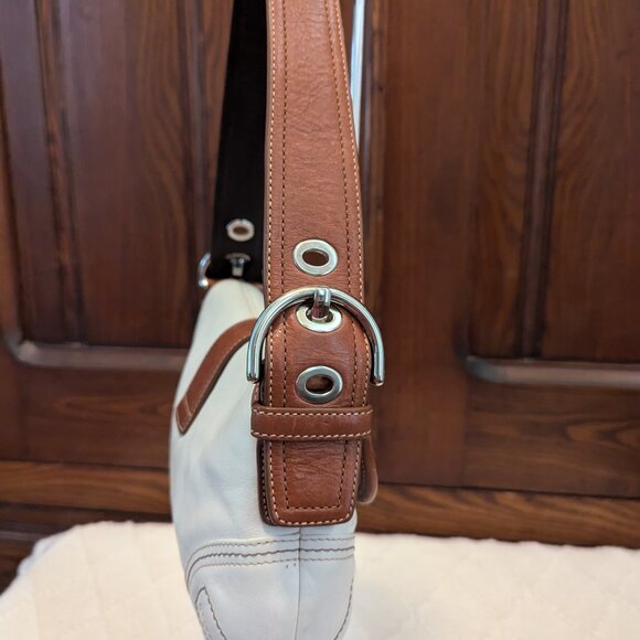 Coach SoHo Hobo 10188 White & Cognac Shoulder Bag BEAUTIFUL CONDITION - Picture 3 of 12